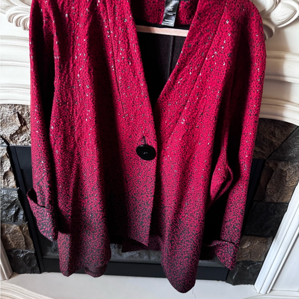 Red and Black Textured Jacket